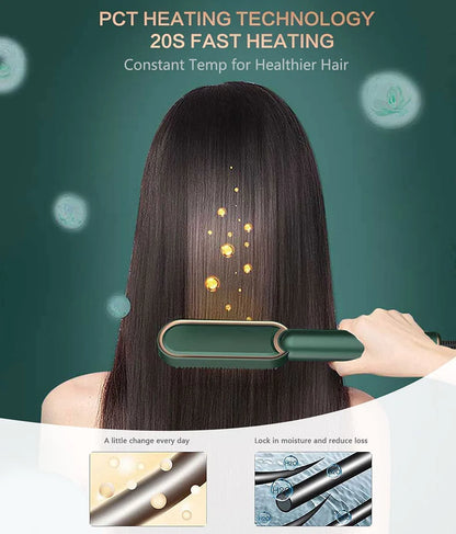 GlamStraight Pro - Professional Electric Hair Straightener Comb Brush