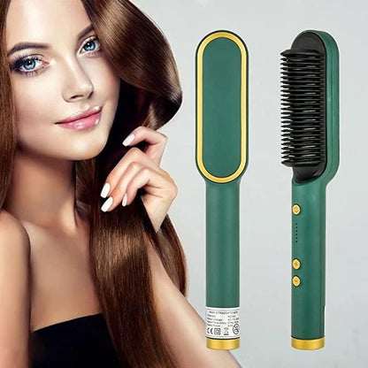 GlamStraight Pro - Professional Electric Hair Straightener Comb Brush